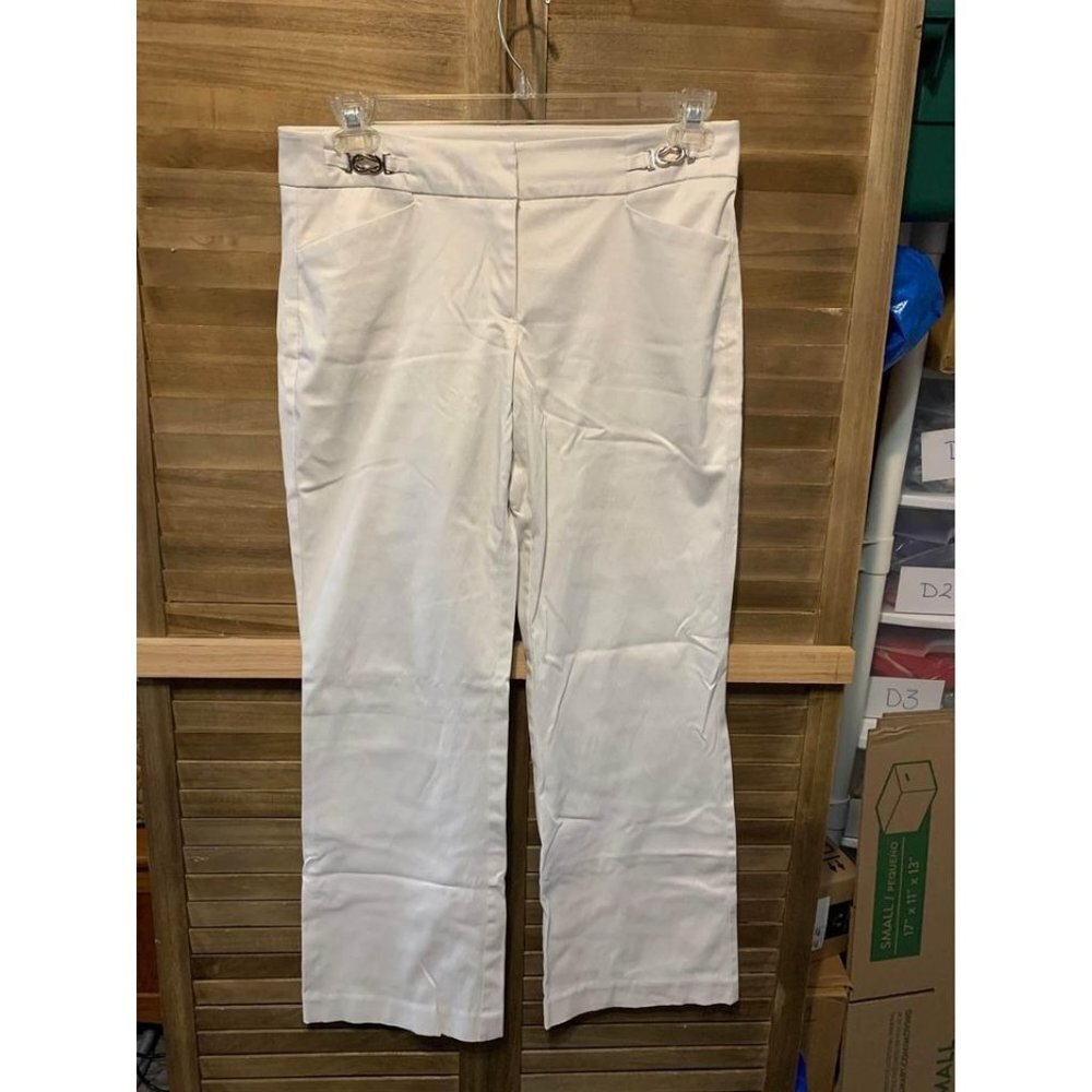 New York and Company 7th Avenue White Business Casual Dress Pants Womens Size 8
